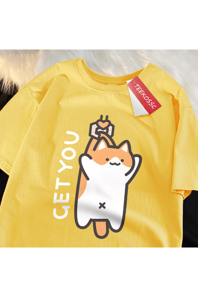 StartMore تي شيرت Y2k Vintage Tee Buyer Baby Fun Cat مطبوع ياباني