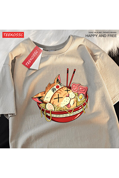 StartMore تي شيرت Y2k Vintage تي شيرت ياباني هاراجوكو سوشي نودلز كات