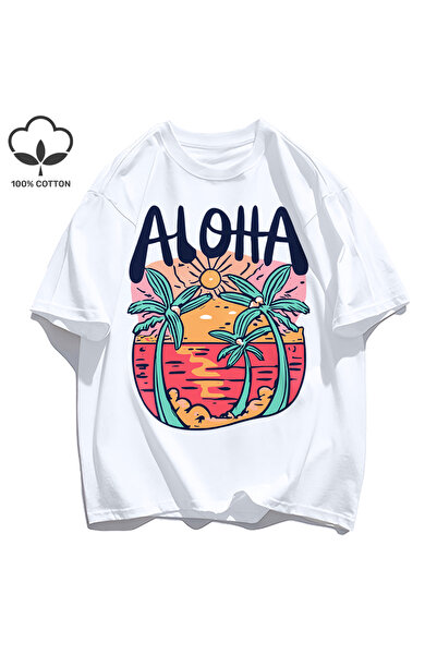 StartMore تي شيرت Y2k Vintage تي شيرت بنمط الشاطئ مطبوع عليه Aloha