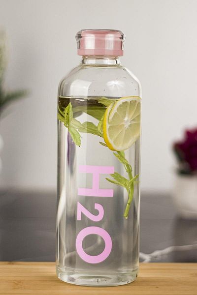 AC BOX H2o Borosilicate Glass Water Bottle with Vacuum Lid Water Bottle Pink 1000 ML