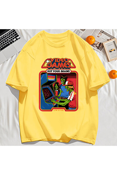 StartMore تي شيرت Y2k Vintage تي شيرت لعبة فيديو Brain Dead Print