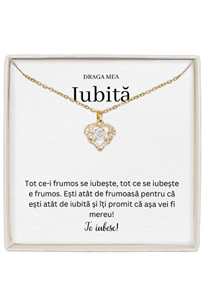 The Jewel Heart Cadou Special Pentru Iubită, Colier Cu Inimă Și Cristal Zirco...