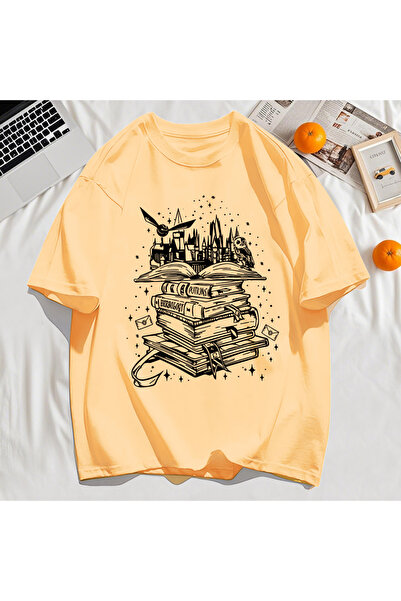 StartMore Y2K Vintage T-Shirt Tee Many Books and Flying Birds Print