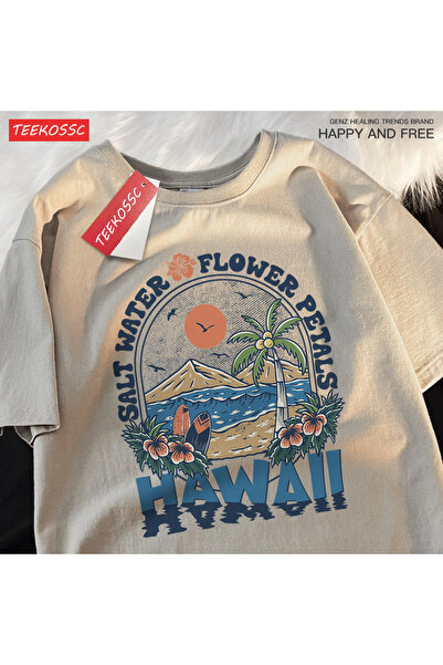 StartMore تي شيرت Y2k Vintage تي شيرت أوراق زهرة الماء المالح هاواي