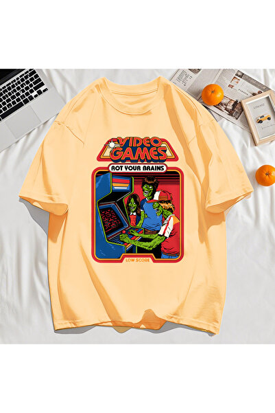 StartMore Y2K Vintage T-Shirt Tee Video Game Brains Rotten Print