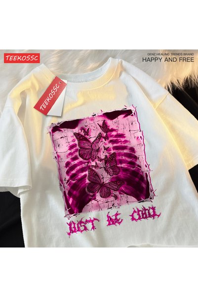 StartMore Tricou vintage Y2K – Tricoul meu e plin de fluturi pe burtă