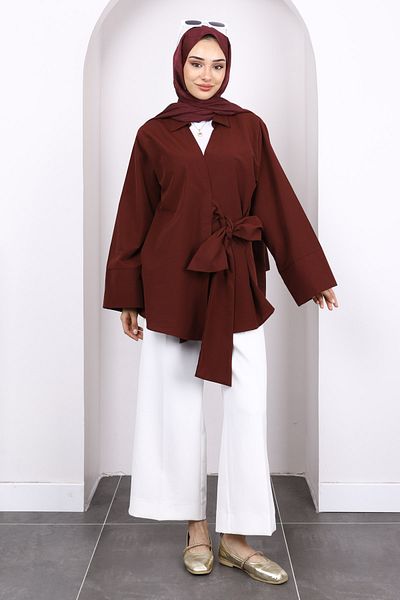 İmajButik Kimono cu cravată laterală roșu Claret