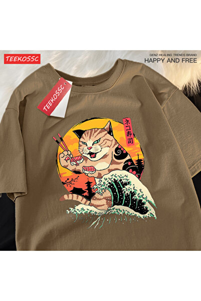 StartMore تي شيرت Y2k Vintage تي شيرت ياباني هاراجوكو ويف سوشي كات