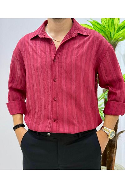 JACK CAPRİO Men's New Season Striped Shirt Regular Fit Belly Showing Fabric Louis
