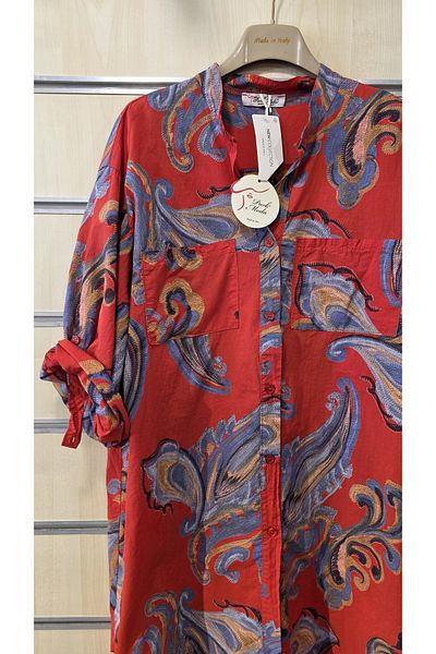 Park Moda Italian Tunic Oversize Shirt Dress Cotton Shawl Pattern
