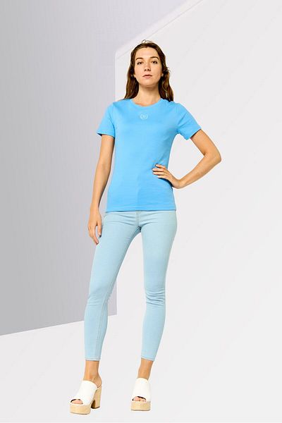 Tommy Hilfiger Women Crew Neck Short Sleeves Embroidered T-shirt, Blue