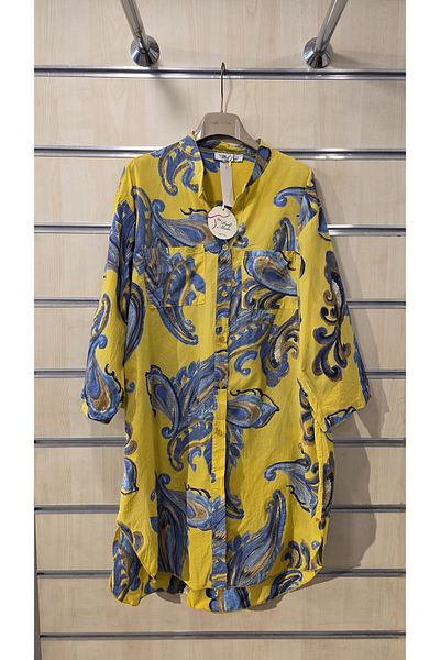 Park Moda Italian Tunic Oversize Shirt Dress Cotton Shawl Pattern