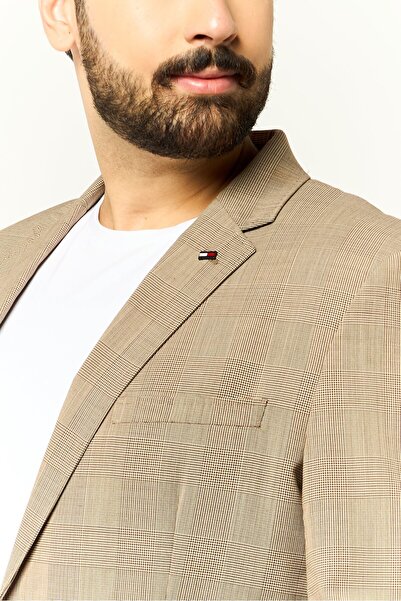 Tommy Hilfiger Men Tailored Fit Plaid Casual Blazer, Khaki