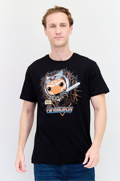 Funko Men Crew Neck Short Sleeve Graphic Print T-Shirt, Black