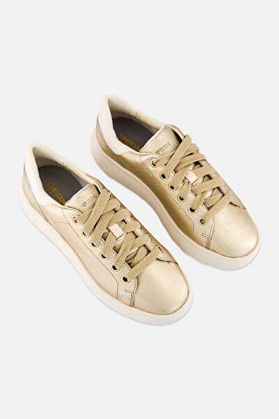 Geox Women D Spherica Lace Up Casual Shoes, Gold