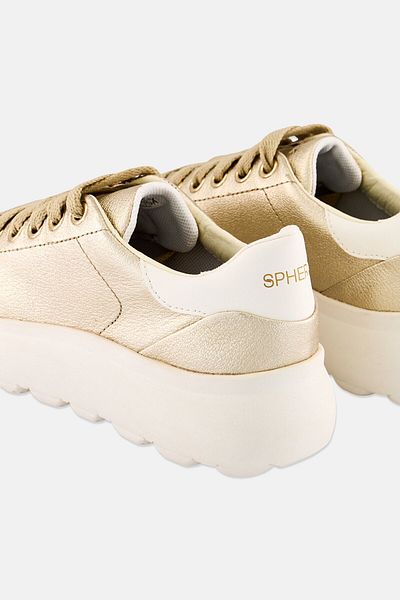Geox Women D Spherica Lace Up Casual Shoes, Gold