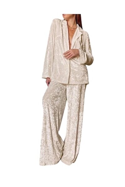 The Casius. Σετ πιτζάμες μπλούζα και παντελόνι από βελούδινο ύφασμα, ελαφρώς ...