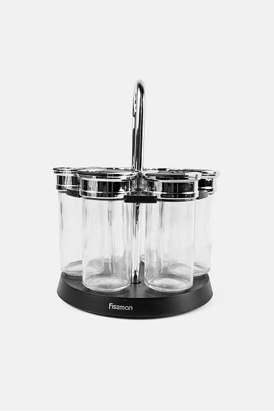 Fissman 7 Pieces Glass Condiment Set, Transparent