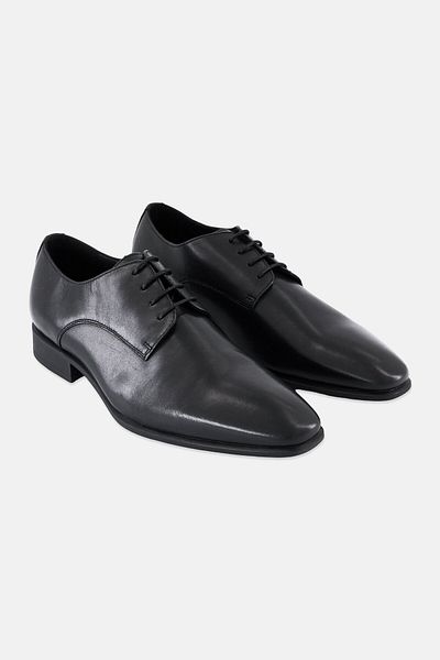 Geox Men High Life Leather Lace Up Formal Shoes, Black