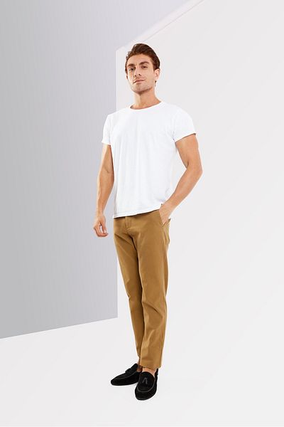 Scuderia Ferrari Men Regular Fit Solid Chino Pants, Tan