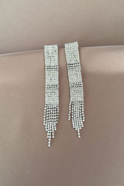 laria jewelry Zircon Stone Dangle Long Evening Dress Earrings