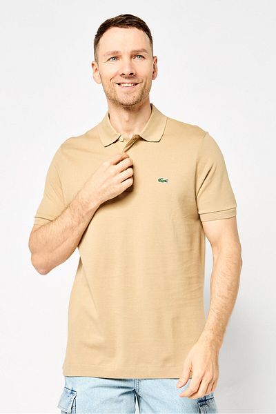 Lacoste Men Classic Fit Short Sleeves Embroidered Logo Polo Shirt, Beige