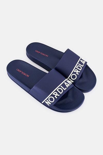 Nordland Men Brand Logo Slip On Slides, Navy