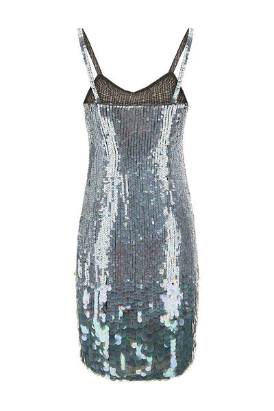 Parosh P.A.R.O.S.H. Mini Grey Dress With All-Over Multicolor Sequins In Stretch Polyamide Woman