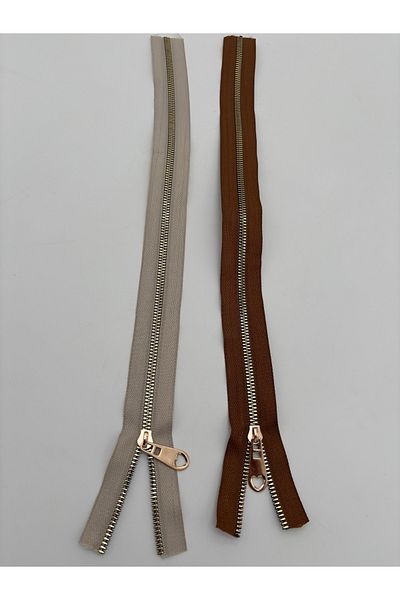 kumasfabrik (45 cm) 2 Pieces of Zipper/Bag Zipper/Bag Accessory/S.Kahve-Beige Color