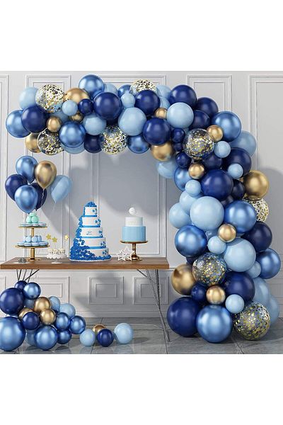 Baloane Vesele Kit Arcada Baloane Aniversare Botez Baby Blue 95 Piese ARC47