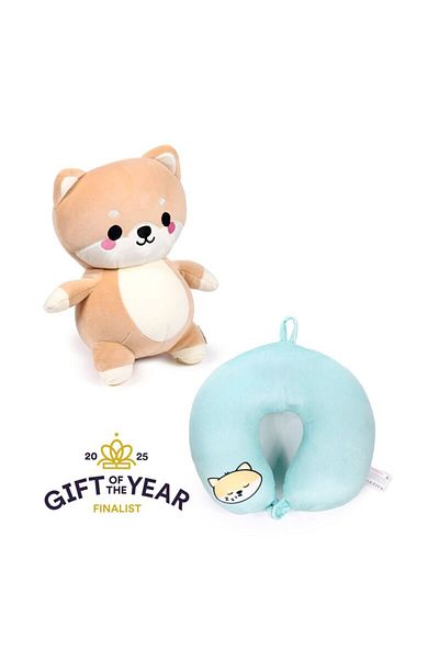 Puckator Travel Pillow or Plush Toy, 2 In 1, Reversible, Shiba Inu Dog, Swapseazzz Adoramals