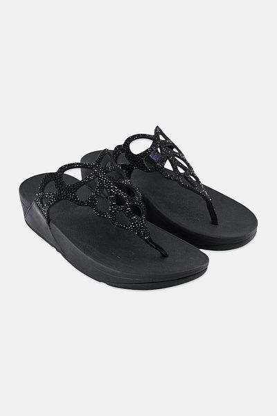 Fitflop صندل نسائي بمقدمة كريستالية من Bumble، أسود