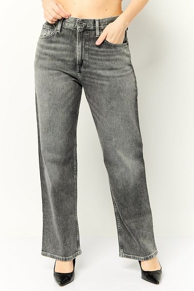 Tommy Hilfiger Women Regular Fit Washed Stretchable Denim Jeans, Charcoal