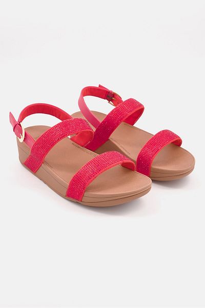 Fitflop Women Lottie Shimmer Crystal Sandals, Red/Tan