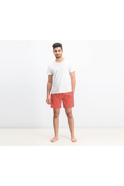 Rainforest Men Curled Tails Board Short, Spicy Orange