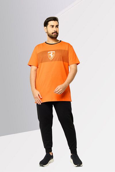 Scuderia Ferrari Men Slim Fit Short Sleeve Outdoor T-shirt, Orange
