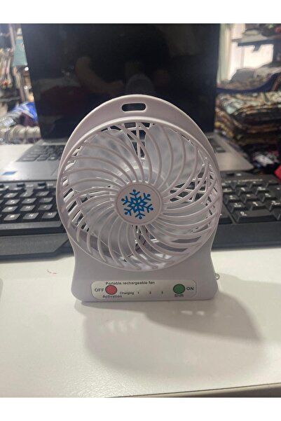 portable Mini Vantilatör Beyaz Şarzlı Masa Ve El Vantılatörü