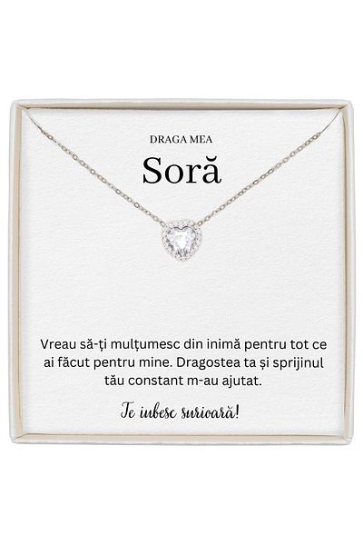 The Jewel Heart Heart Necklace With Zirconia Crystal, Ideal Gift For Sister, Length 41+5 cm