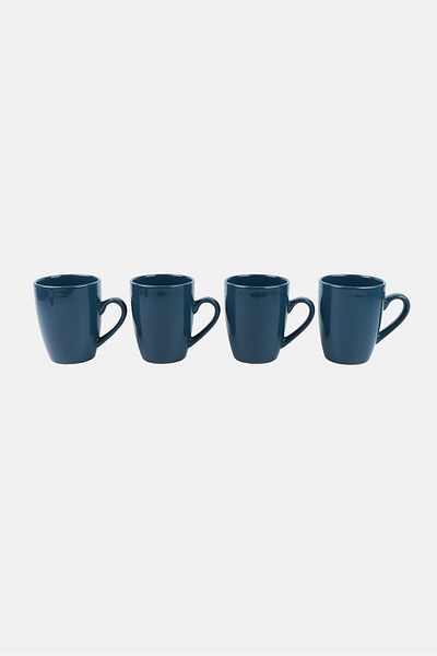 Maser Inoda 4 Pieces Ceramic Coffee Mug Set 420 ml, Blue