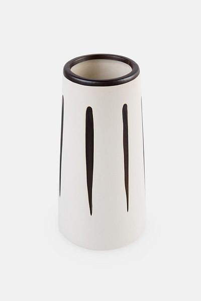 Muy Mucho Printed Flower Vase, White