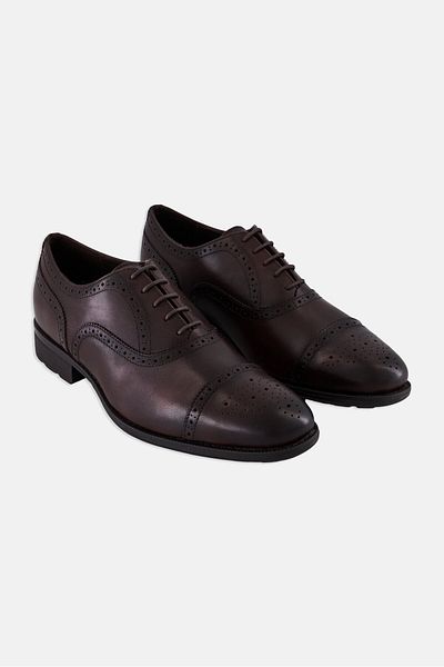 Geox Men U Walk Pleasure F B Lace Up Leather Formal Shoes, Coffee Brown