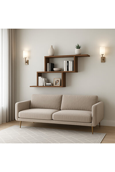 Alina Dizayn DİANA DUVAR RAFI KİTAPLIK CEVİZ