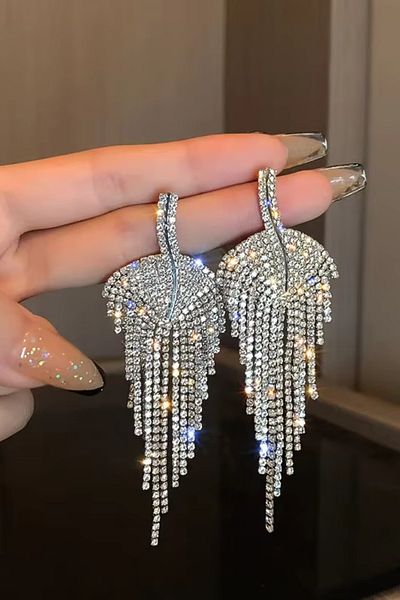 laria jewelry Zircon Stone Dangle Evening Dress Tassel Earrings
