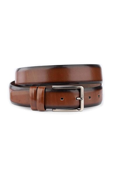 ÖZTÜRK DERİ Classic Vegan Men's Belt High Quality Trouser Belt with Silver Bu...