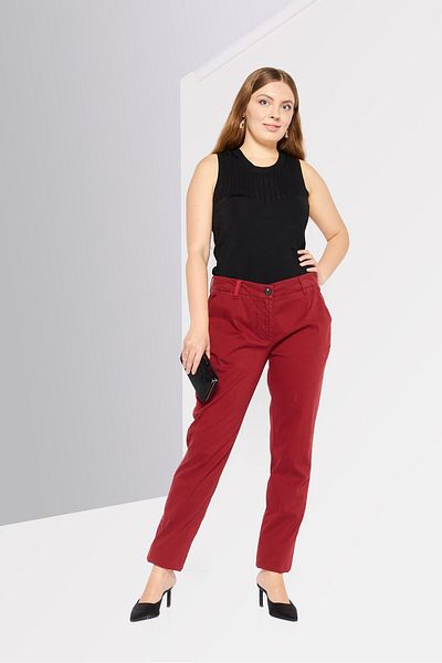Scuderia Ferrari Women Regular Fit Plain Chino Pants, Red