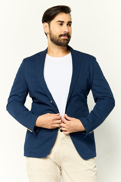 Tommy Hilfiger Men Regular Fit Solid Casual Blazer, Navy