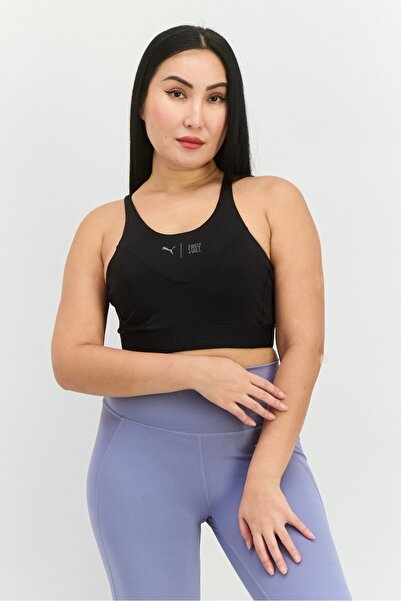 Puma حمالة صدر رياضية مبطنة عالية التأثير للنساء من Puma x First Mile، باللون الأسود