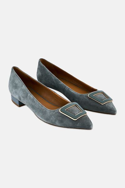 Geox Women D Charyssa C Slip On Suede Ballerina Pumps, Sage Blue