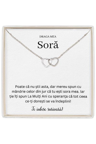 The Jewel Heart Heart Shaped Necklace For Sister, Jewelry With Love Message, Length 39+5 cm