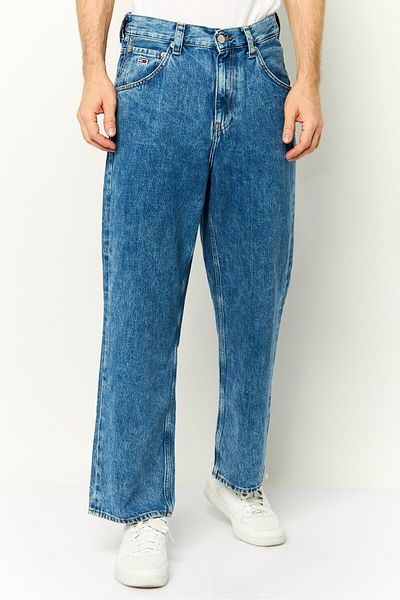 Tommy Hilfiger Men Regular Fit Washed Wide Leg Jeans, Blue